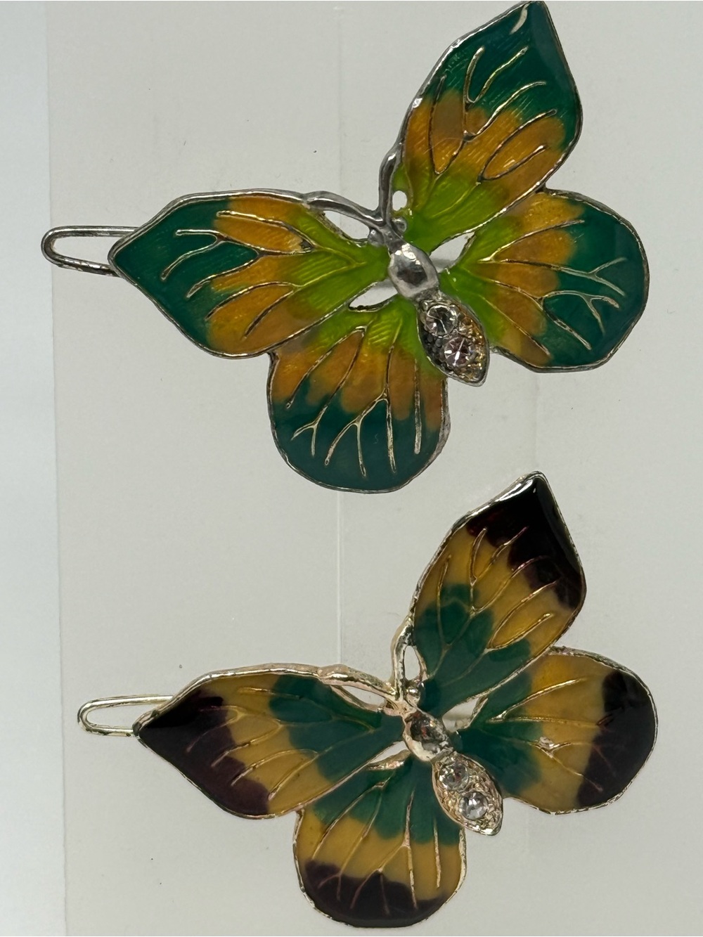 Vintage-style enamel butterfly hair slide / hair clip